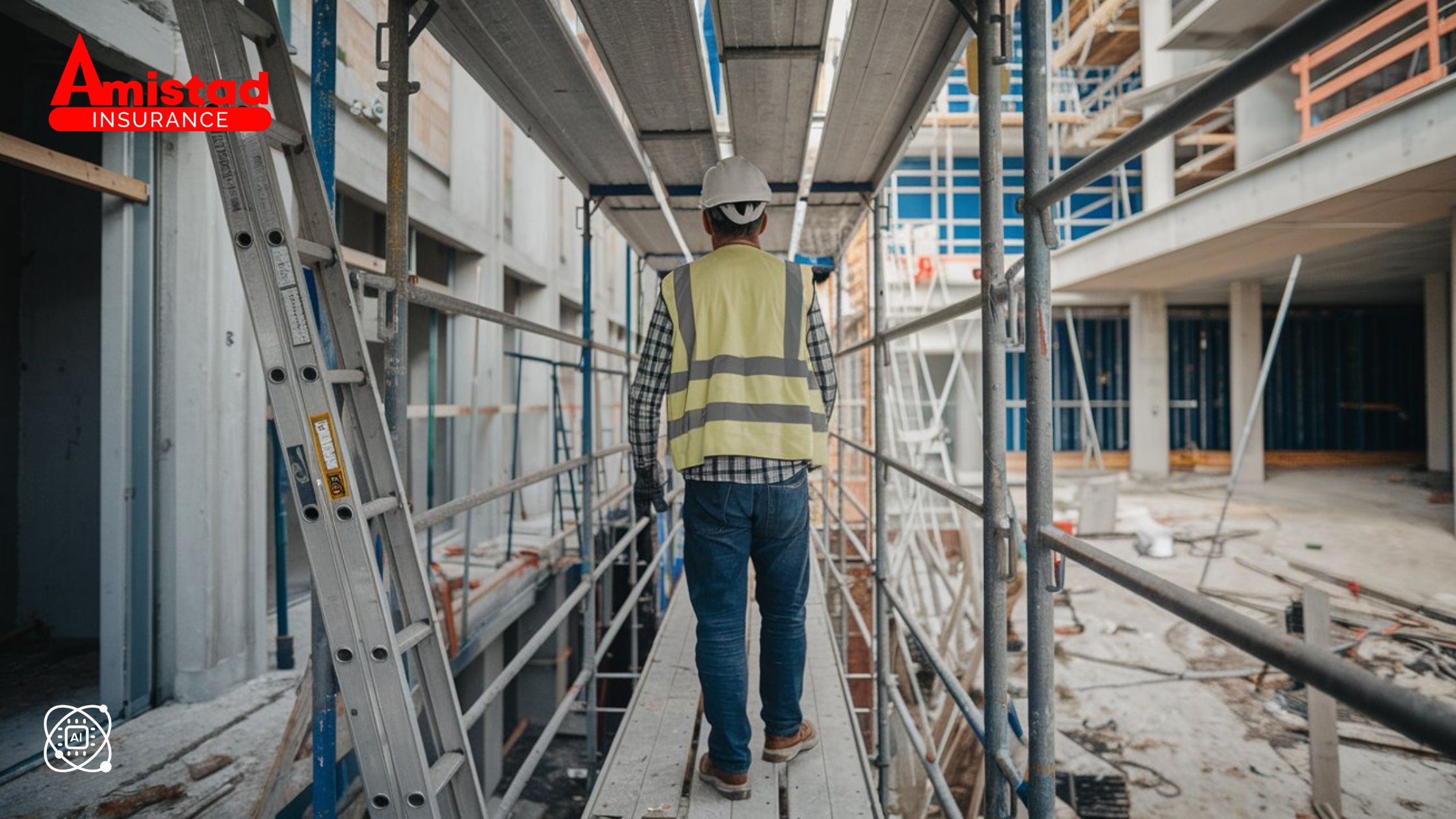 Worker walking on construction site