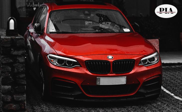 Red BMW in Black background