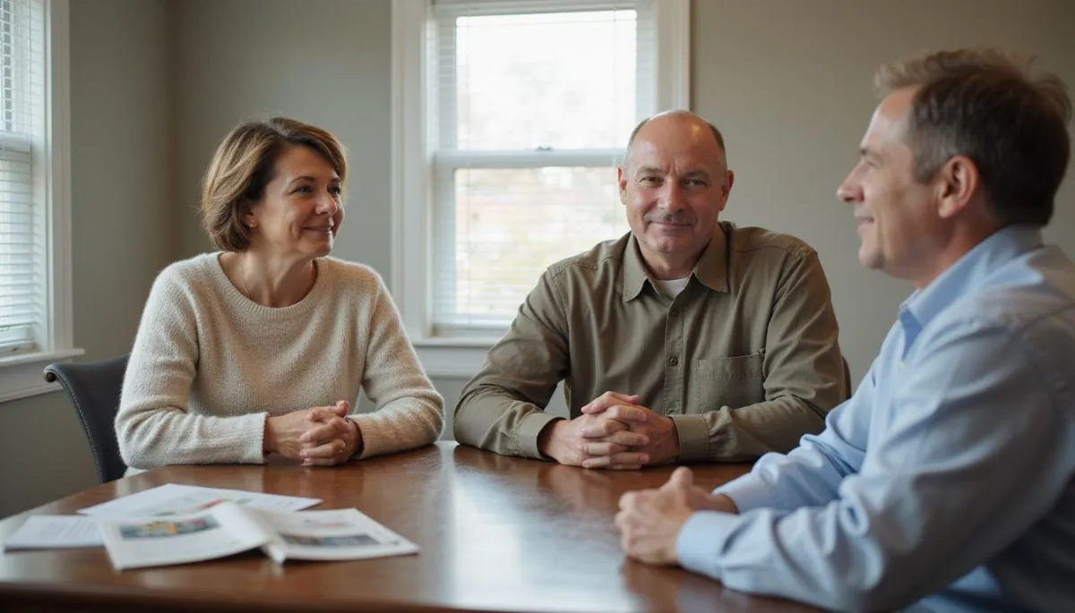 a family in talk with agent
