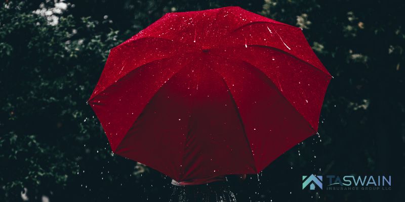 A dark red umbrella