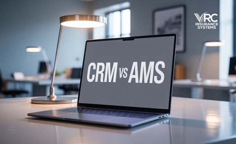 Laptop screen with CRM vs AMS