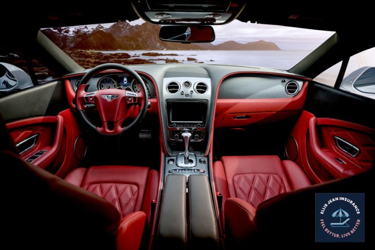 Car with black & red interior